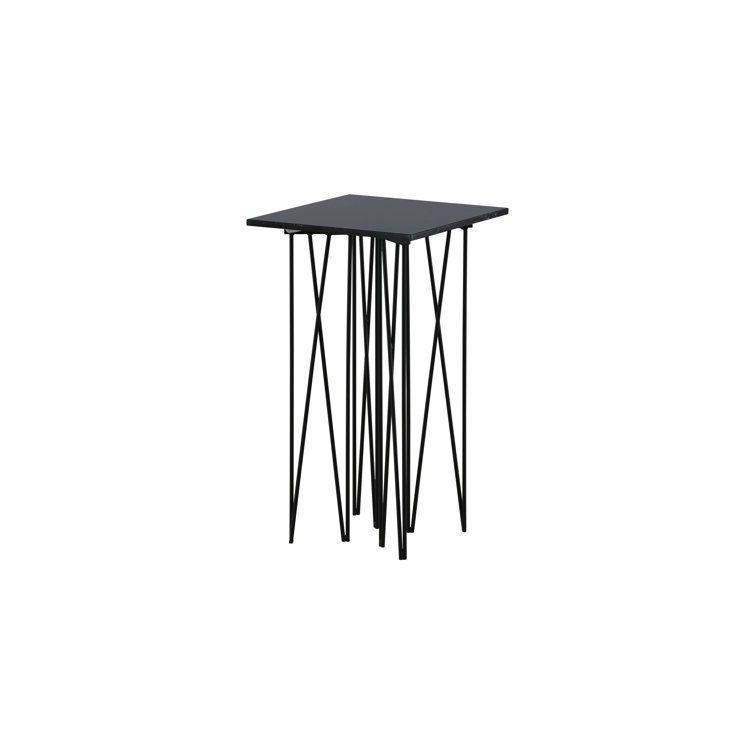 Ivy Bronx Stone Side Table Square 40*40 Artifical Stone / Black